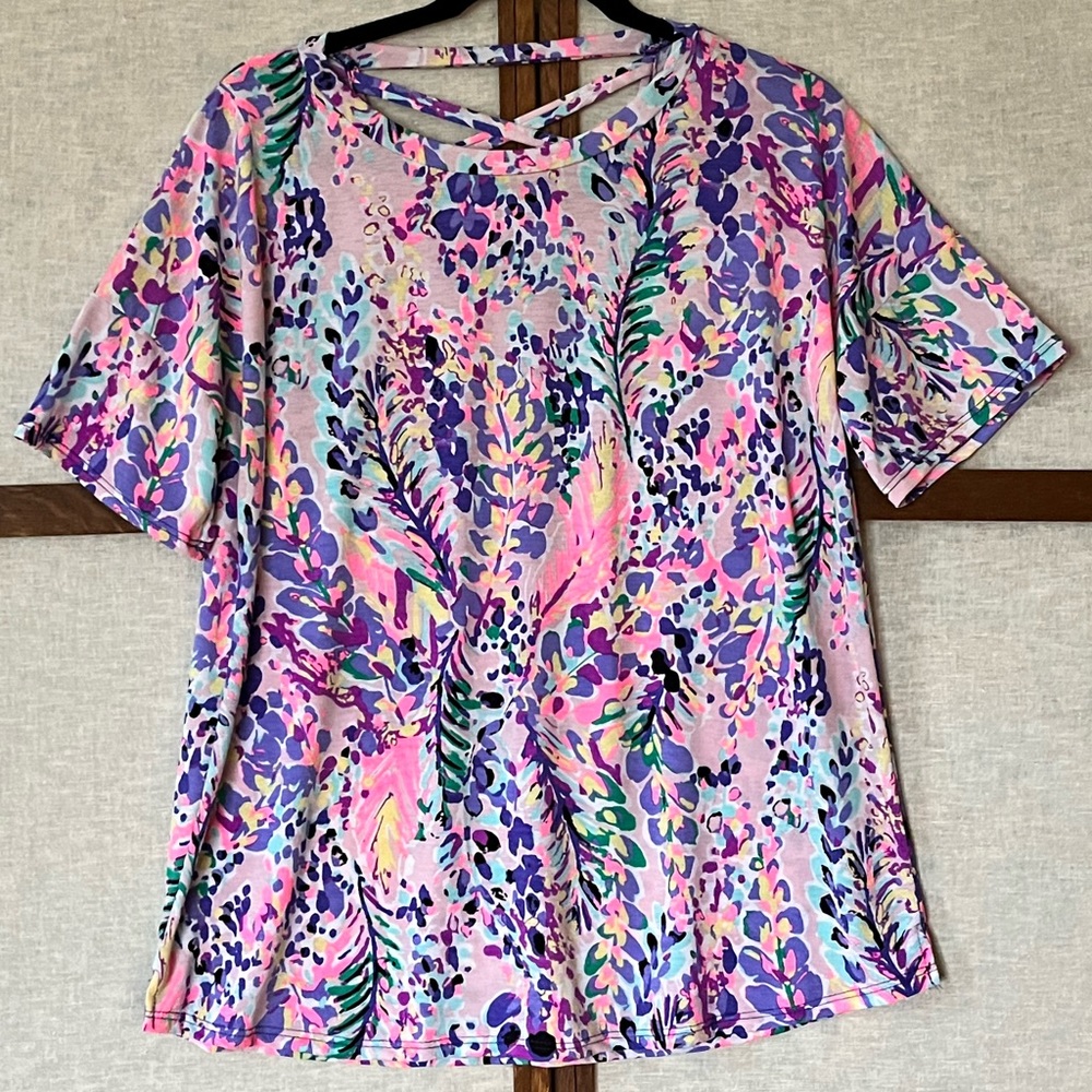 See in Love Freckle Poppy Boutique Floral Top with Criss Cross Detail